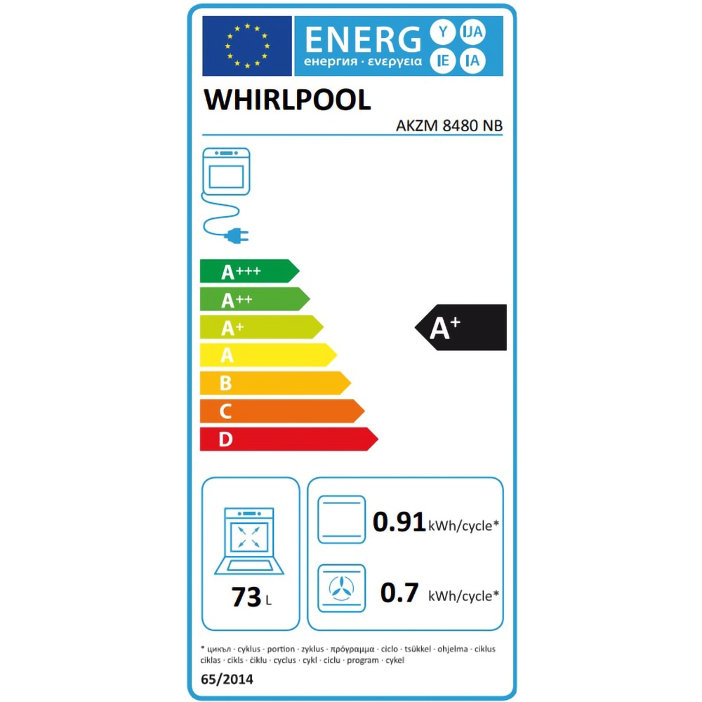 Cuptor incorporabil WHIRLPOOL AKZM 8480 NB, Electric, Autocuratare pirolitica, 73 l, Clasa A+, 6th Sense, negru