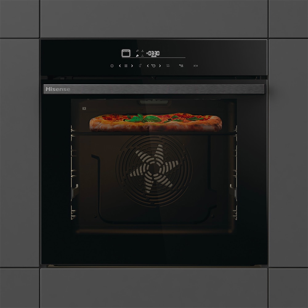 Cuptor incorporabil HISENSE HO66F PIZZACHEF, Electric, Autocuratare pirolitica, 77 l, Clasa A+, Wi-Fi, negru