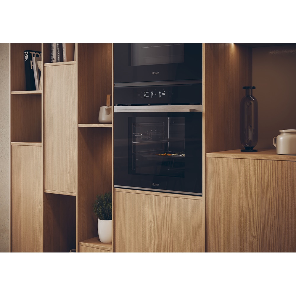 Cuptor incorporabil HAIER H6 ID25G3YTX, Electric, Autocuratare pirolitica + hidrolitica, 78 l, Clasa A++, Wi-Fi, negru