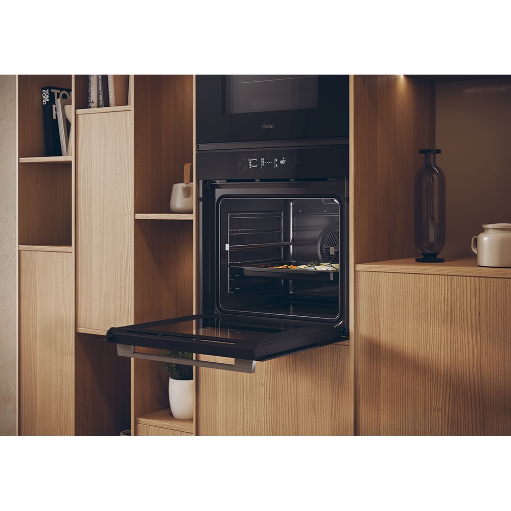 Cuptor incorporabil HAIER H6 ID25G3YTX, Electric, Autocuratare pirolitica + hidrolitica, 78 l, Clasa A++, Wi-Fi, negru
