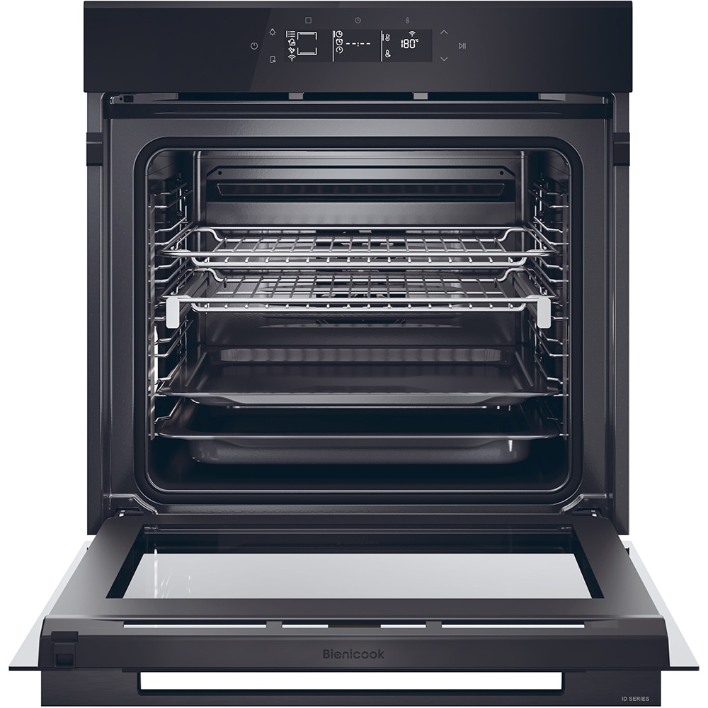 Cuptor incorporabil HAIER H6 ID46G3YTB, Electric, Autocuratare pirolitica si hidrolitica, 78 l, Clasa A++, Wi-Fi, negru