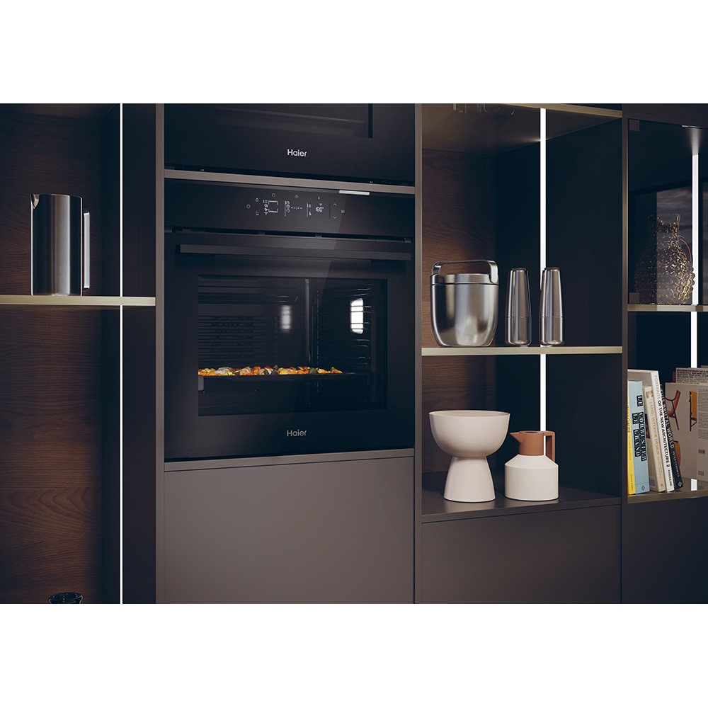 Cuptor incorporabil HAIER H6 ID46G3YTB, Electric, Autocuratare pirolitica si hidrolitica, 78 l, Clasa A++, Wi-Fi, negru