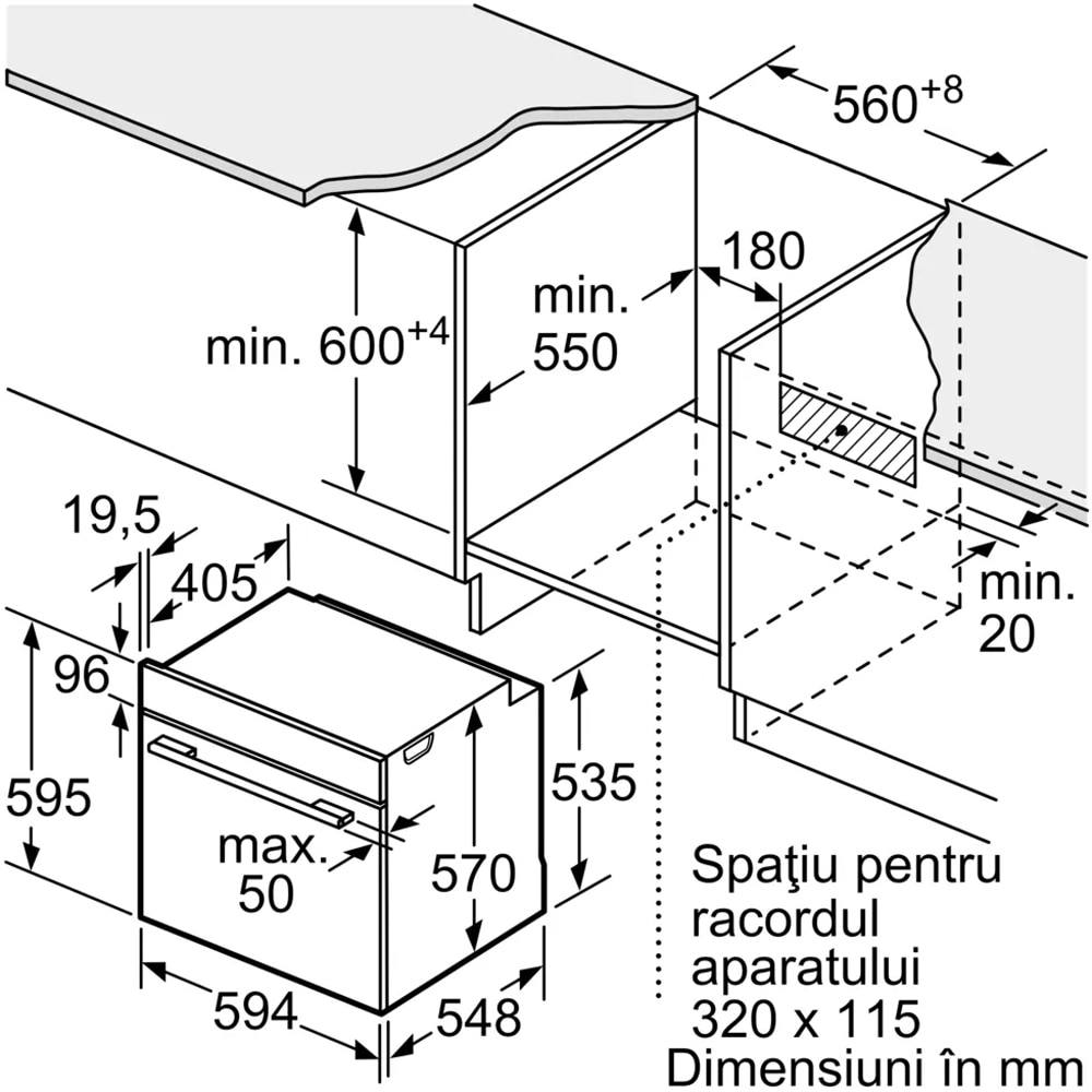 Cuptor incorporabil BOSCH HBA571BB3, Electric, Autocuratare pirolitica, 71 l, Clasa A+, negru
