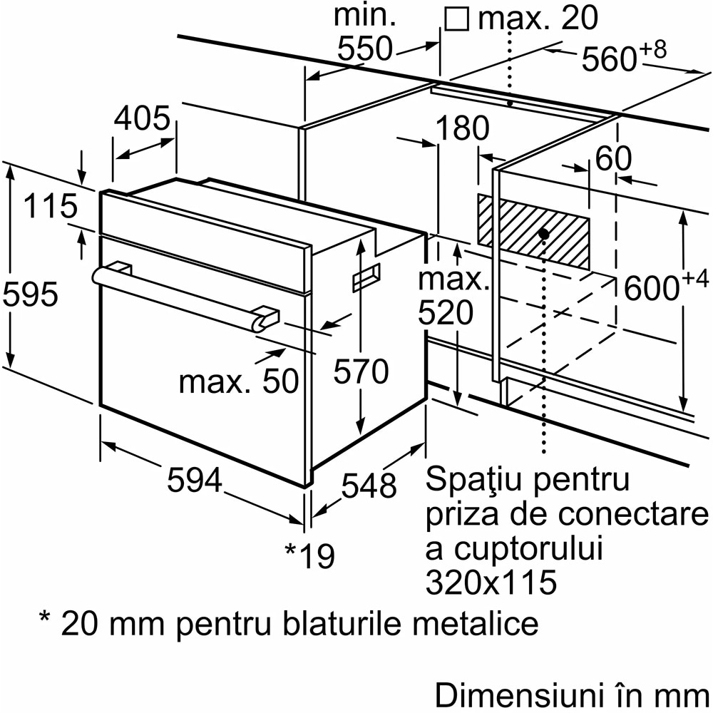 Cuptor incorporabil BOSCH HBF154BS0, Electric, Autocuratare EcoClean, 66 l, Clasa A, inox