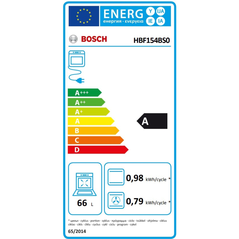 Cuptor incorporabil BOSCH HBF154BS0, Electric, Autocuratare EcoClean, 66 l, Clasa A, inox