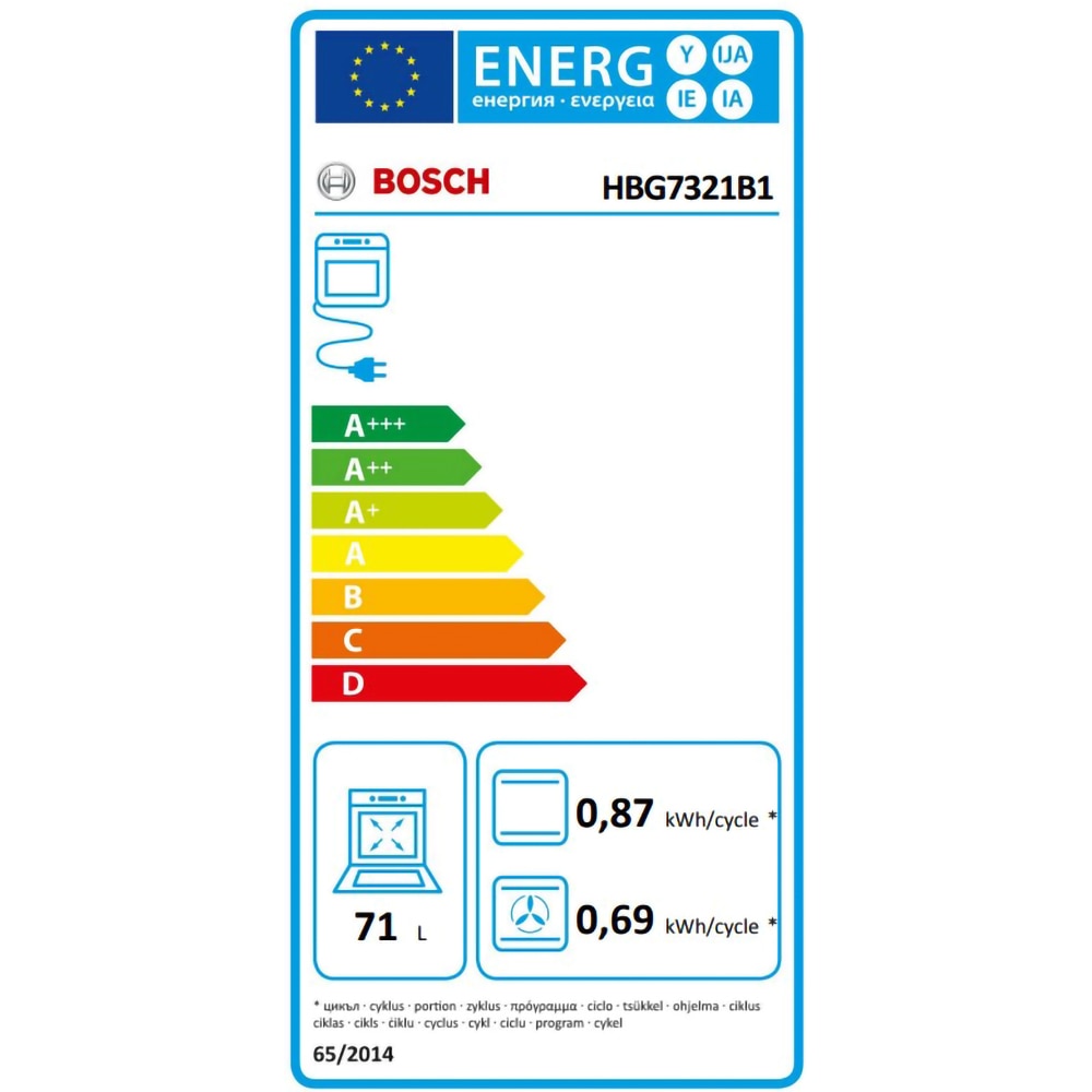 Cuptor incorporabil BOSCH HBG7321B1, Electric, Autocuratare EcoClean, 71 l, Clasa A+, negru