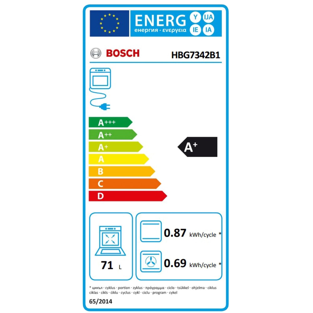 Cuptor incorporabil BOSCH HBG7342B1, Electric, Autocuratare EcoClean, 71 l, Clasa A+, negru