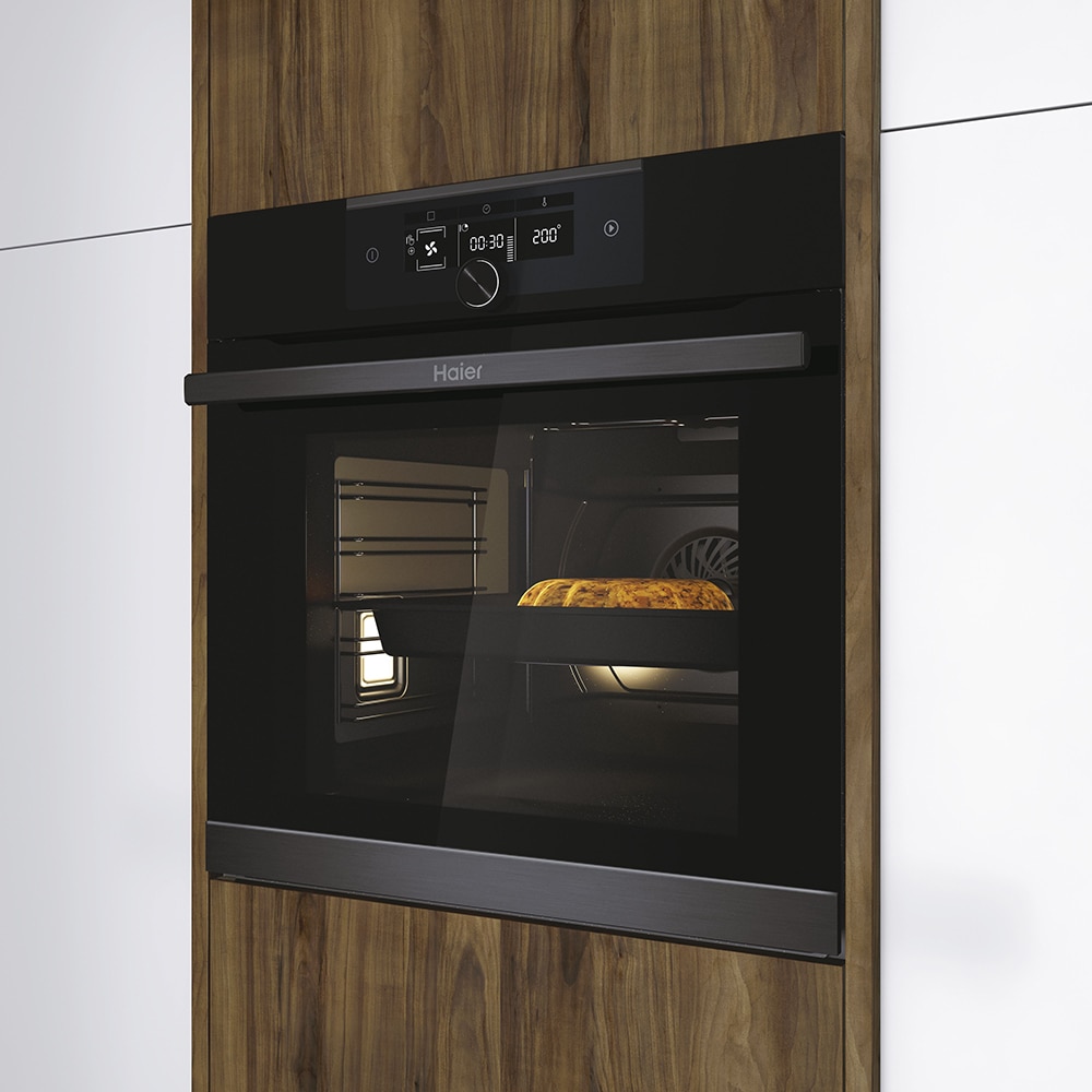 Cuptor incoporabil HAIER HWO60SM5F5BH, Electric, Autocuratare catalitica, 70 l, Clasa A+, Wi-Fi, negru