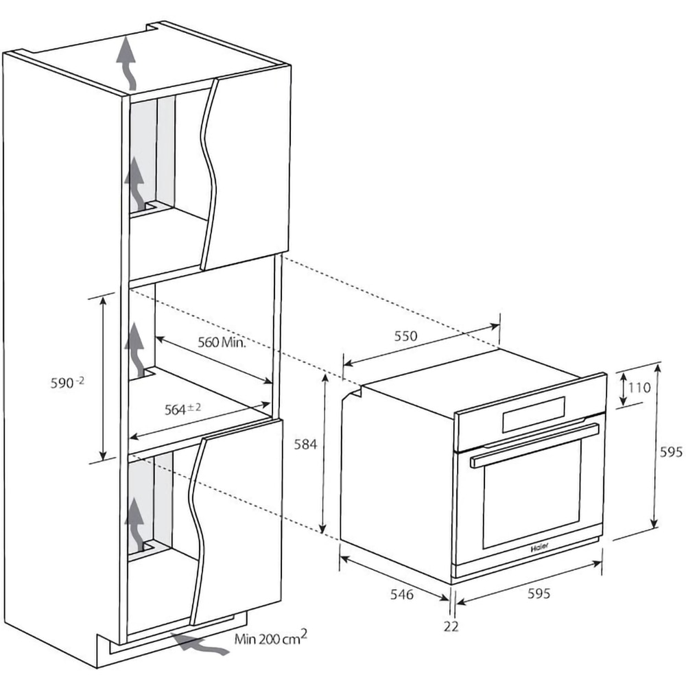 Cuptor incoporabil HAIER HWO60SM5F5BH, Electric, Autocuratare catalitica, 70 l, Clasa A+, Wi-Fi, negru