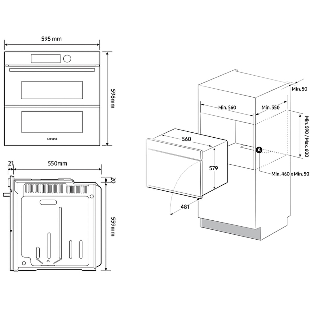 Cuptor incorporabil SAMSUNG NV7B42251AK/U2, Electric, Autocuratare catalitica, 76 l, Clasa A+, Dual Cook, Wi-Fi, negru