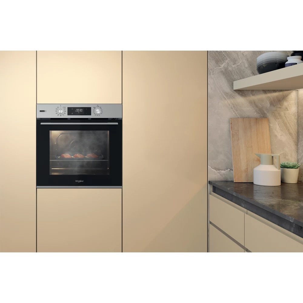 Cuptor incorporabil WHIRLPOOL OMSK58RU1SX, Electric, Gatire cu abur, Autocuratare pirolitica, 71 l, Clasa A+, inox