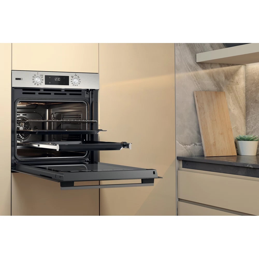 Cuptor incorporabil WHIRLPOOL OMSK58RU1SX, Electric, Gatire cu abur, Autocuratare pirolitica, 71 l, Clasa A+, inox