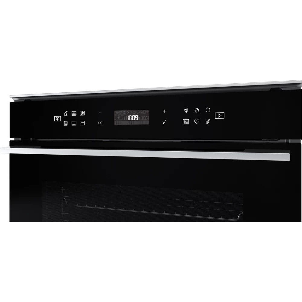 Cuptor incorporabil WHIRLPOOL W7 OM4 4S1 P BL, Electric, Autocuratare pirolitica, 73l, Clasa A+, 6th Sense, negru