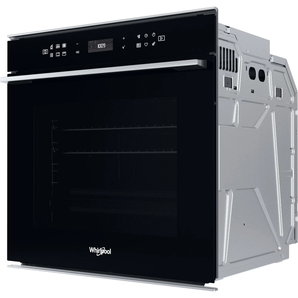 Cuptor incorporabil WHIRLPOOL W7 OM4 4S1 P BL, Electric, Autocuratare pirolitica, 73l, Clasa A+, 6th Sense, negru