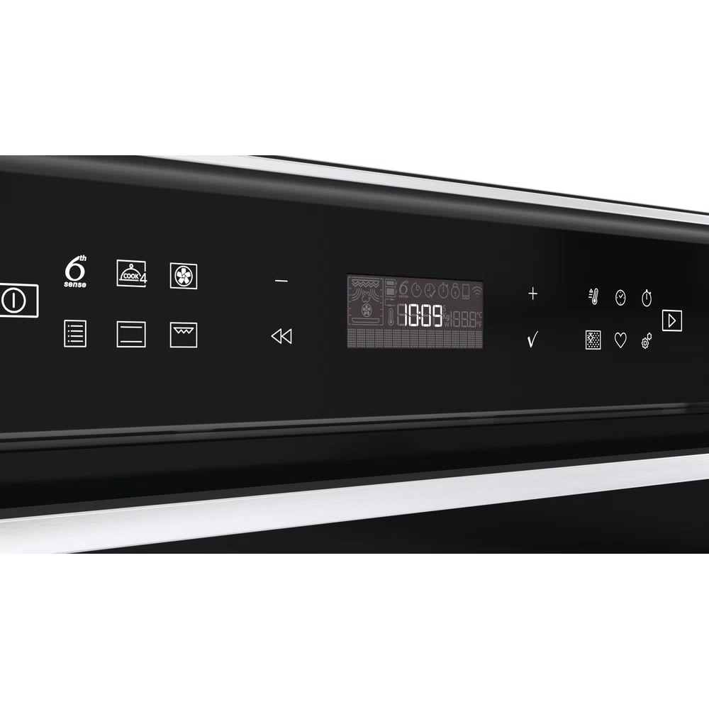 Cuptor incorporabil WHIRLPOOL W7 OM4 4S1 P BL, Electric, Autocuratare pirolitica, 73l, Clasa A+, 6th Sense, negru