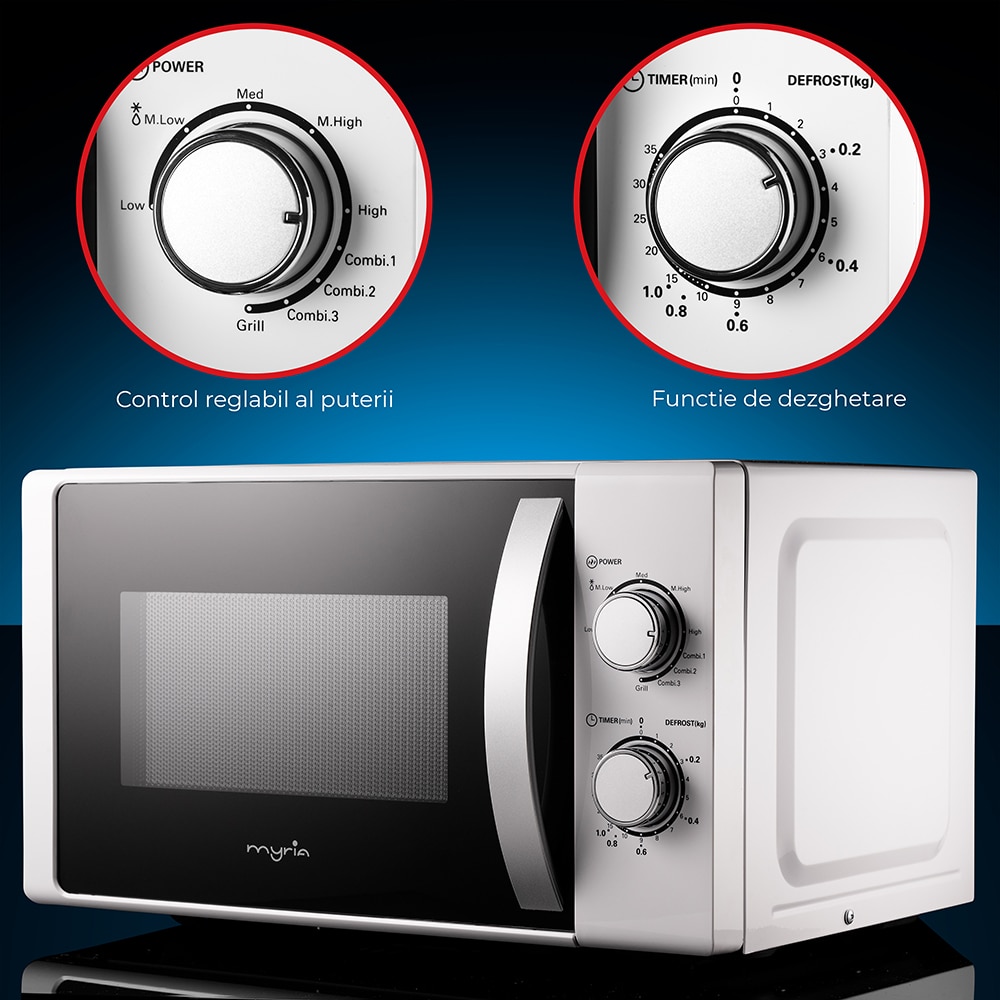 Cuptor microunde cu grill MYRIA MY4054WHG, 20l, 700W, alb