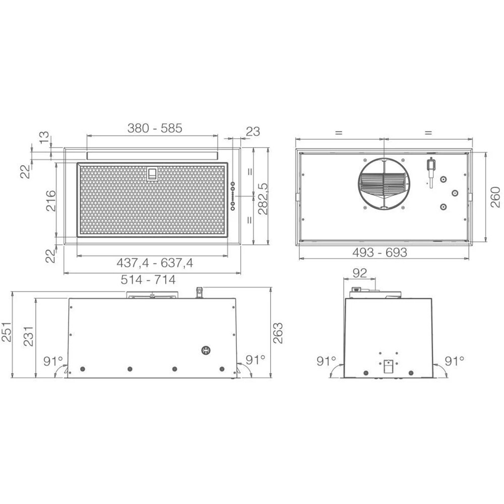 Hota incorporabila ELICA CT23 S IX/A/52, 1 motor, 540 m3/h, L 52 cm, inox