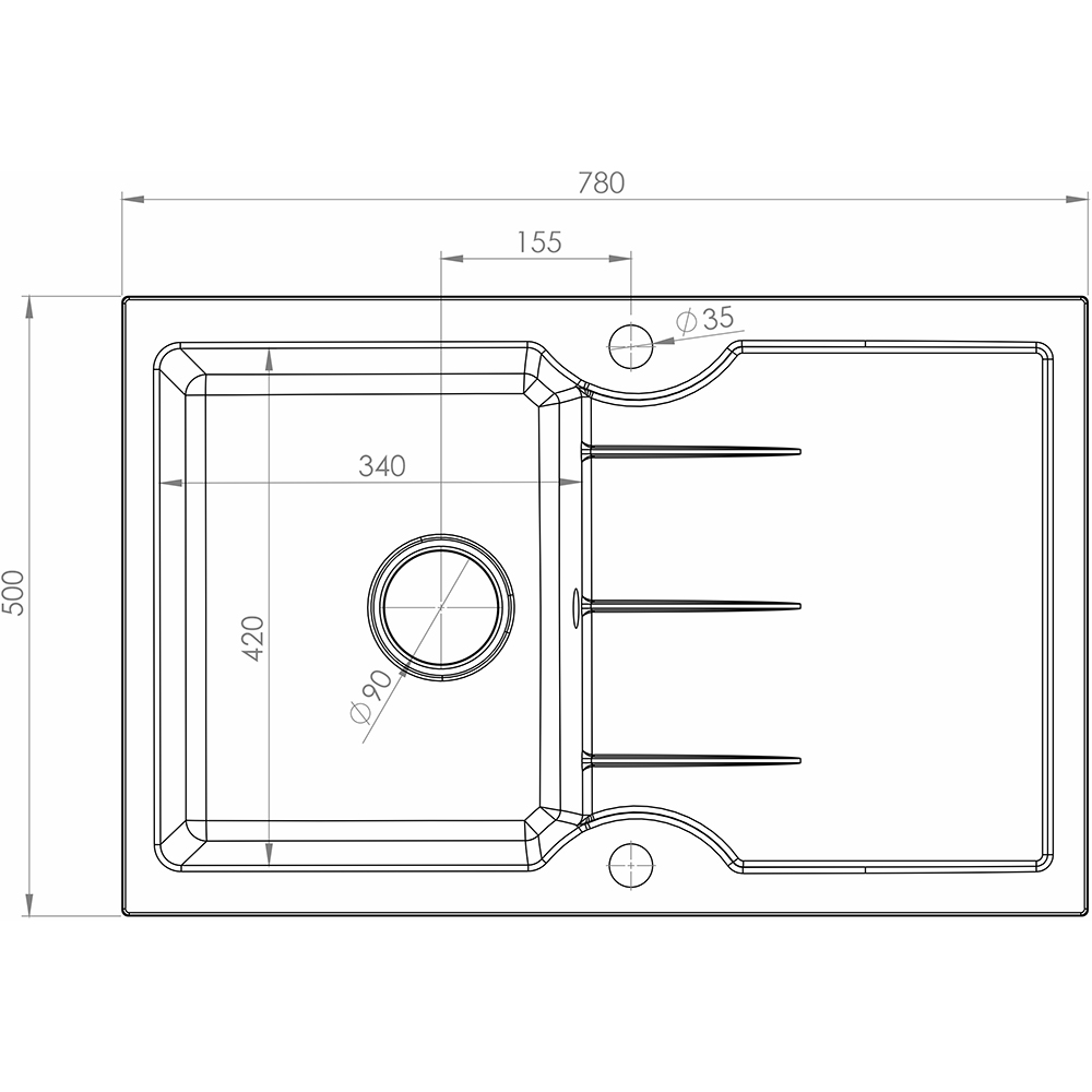 Pachet chiuveta PYRAMIS Altexia Aniversare Premium, 1 cuva, picurator reversibil, compozit granit + baterie, negru
