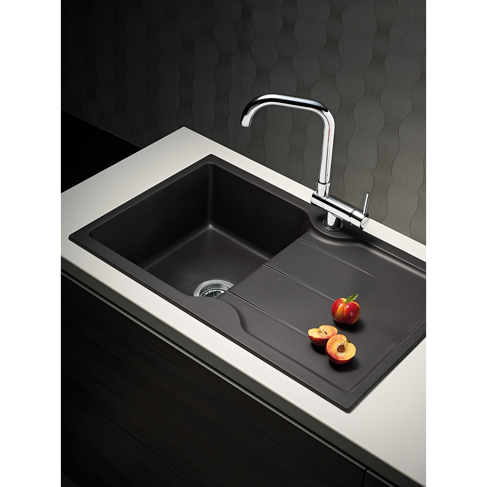 Pachet chiuveta PYRAMIS Altexia Aniversare Premium, 1 cuva, picurator reversibil, compozit granit + baterie, negru