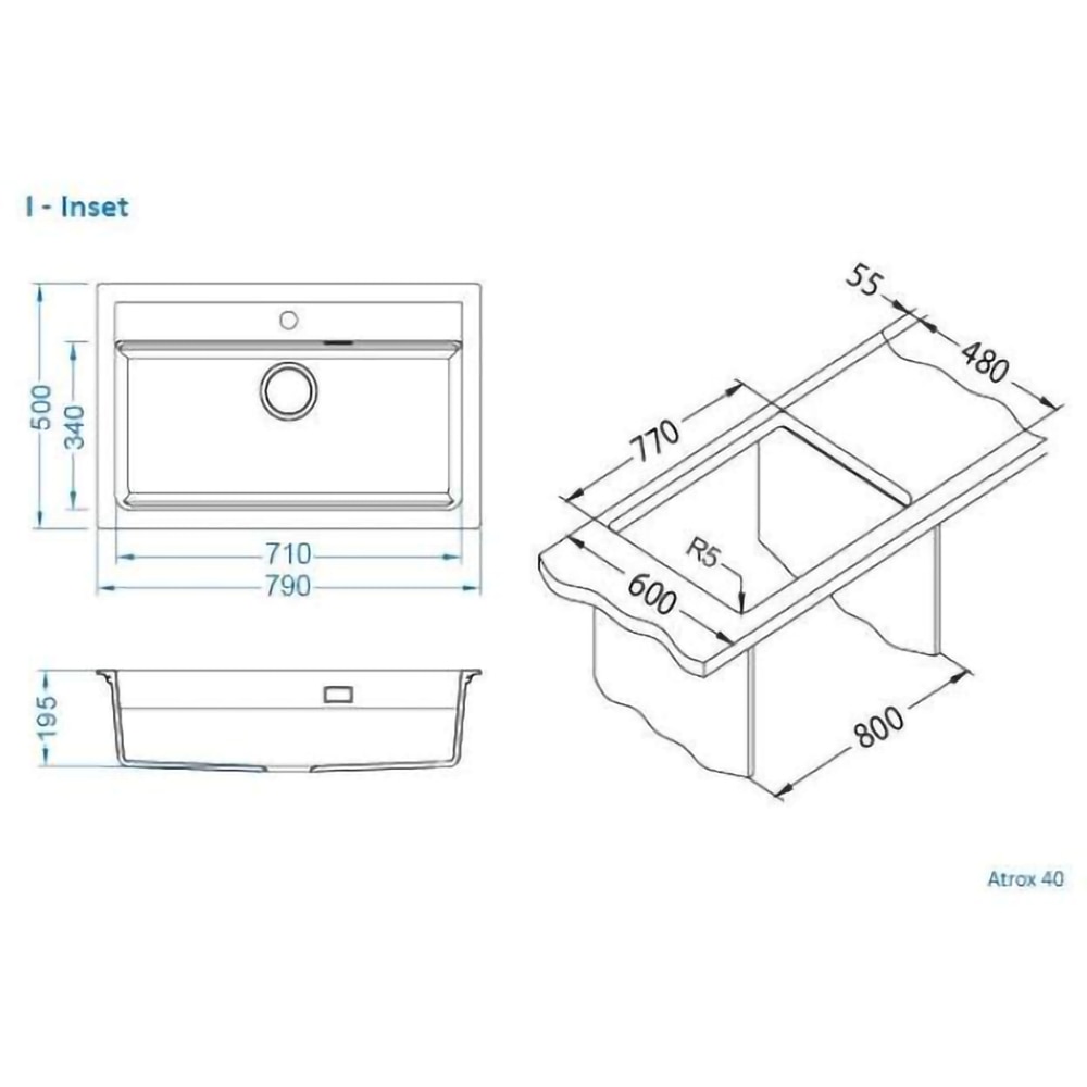 Pachet chiuveta ALVEUS Atrox 40 G91, 1 cuva, compozit granit + baterie Primrose G91, negru