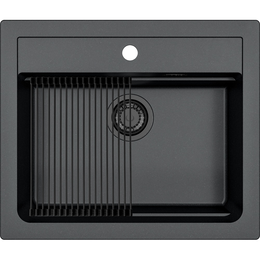 Pachet chiuveta ALVEUS Atrox 30 G91, 1 cuva, compozit granit, baterie Flexa F, accesorii, negru