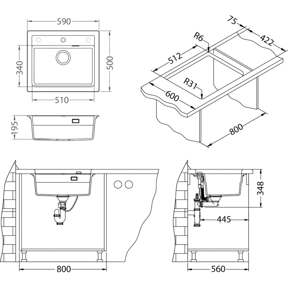 Chiuveta bucatarie ALVEUS Atrox 30 G55, 1 cuva, compozit granit, bej