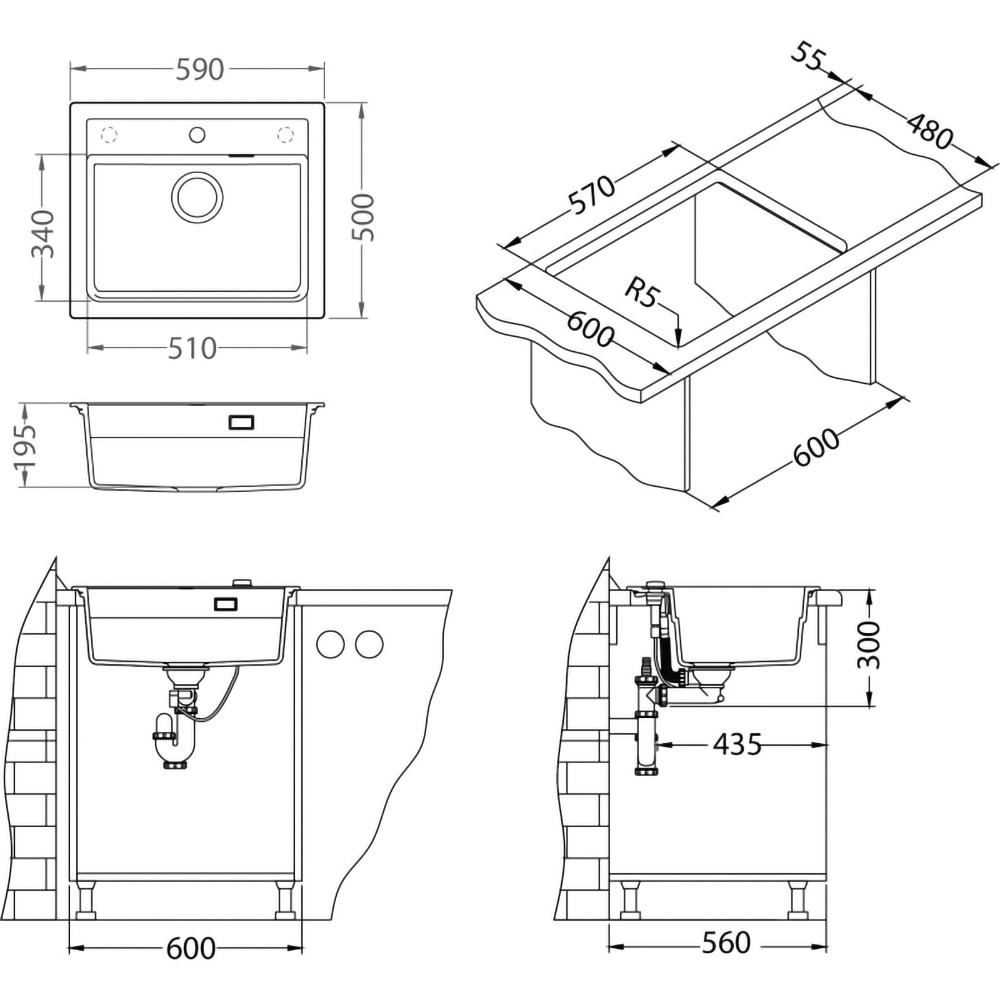 Chiuveta bucatarie ALVEUS Atrox 30 G81, 1 cuva, compozit granit, gri