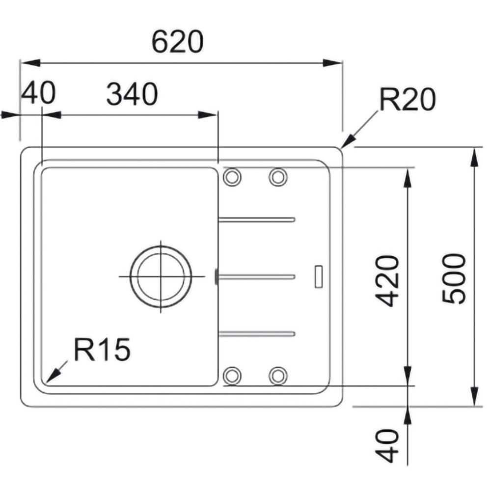 Pachet chiuveta FRANKE BFG 611-62, 1 cuva, picurator reversibil, compozit granit + baterie Lina, gri metalic