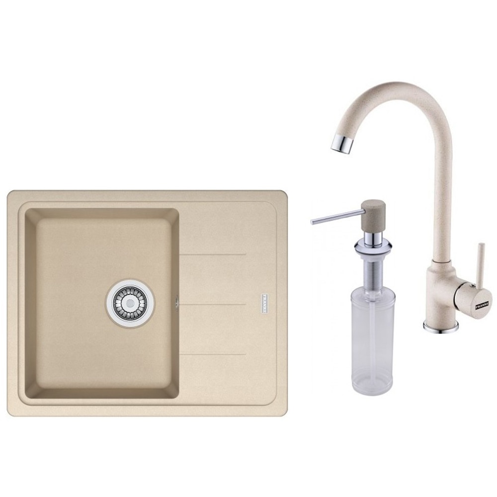 Pachet chiuveta FRANKE BFG 611-62, 1 cuva, picurator reversibil, compozit granit + baterie Pola + Dozator sapun, avena