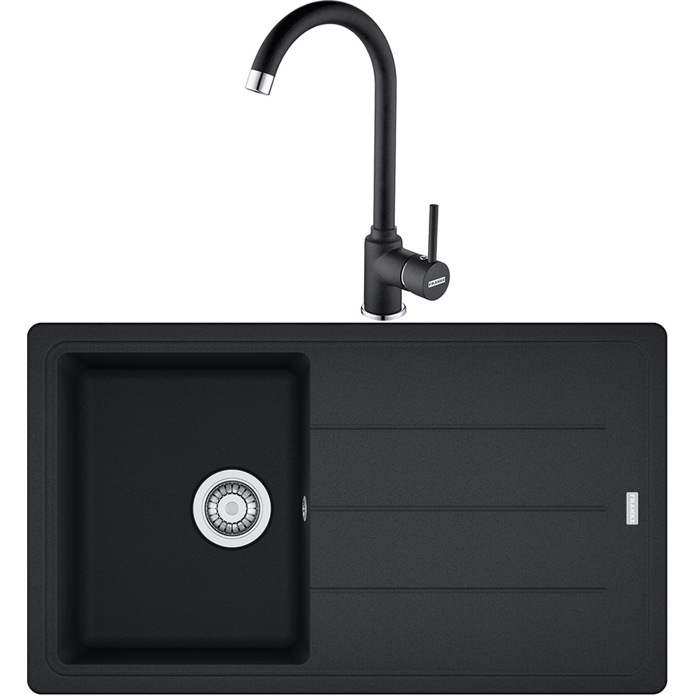 Pachet chiuveta FRANKE BFG 611-86, 1 cuva, picurator reversibil, compozit granit + baterie Pola 1.0, negru