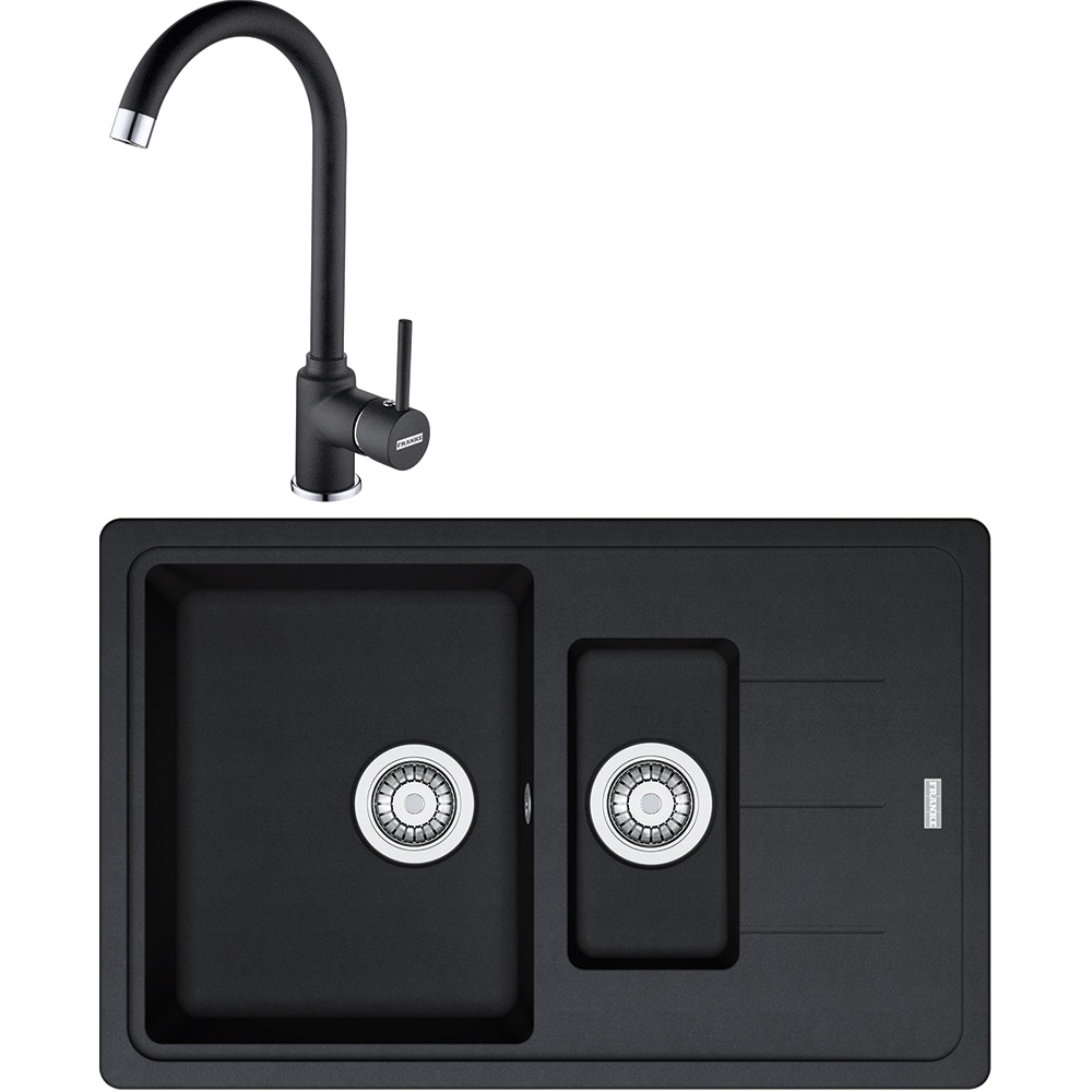 Pachet chiuveta FRANKE BFG 651-78, 1 1/2 cuve, picurator reversibil, compozit granit + baterie Pola, negru