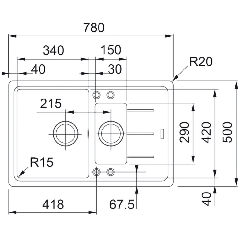 Pachet chiuveta FRANKE BFG 651-78, 1 1/2 cuve, picurator reversibil, compozit granit + baterie Pola, negru