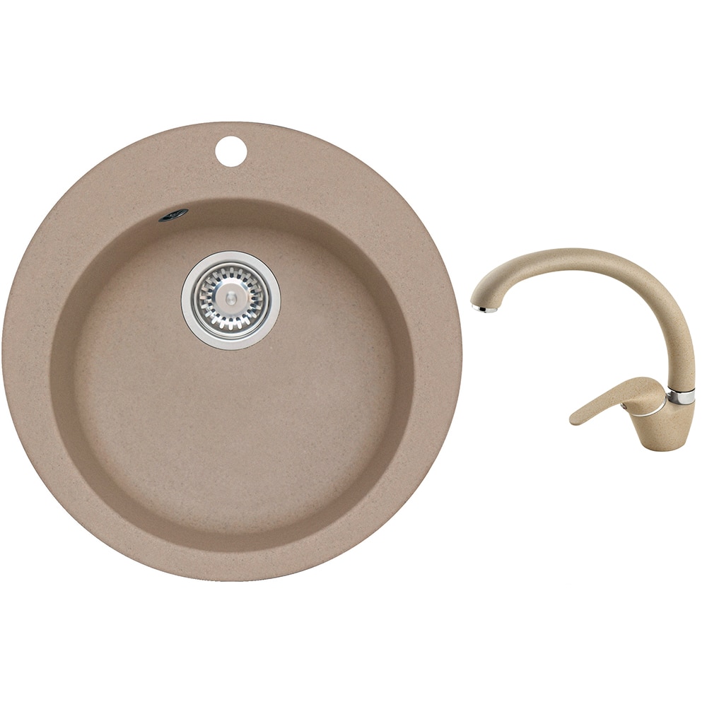 Pachet chiuveta ALVEUS Boogie 10 G55, 1 cuva, compozit granit + baterie GM230G55, bej