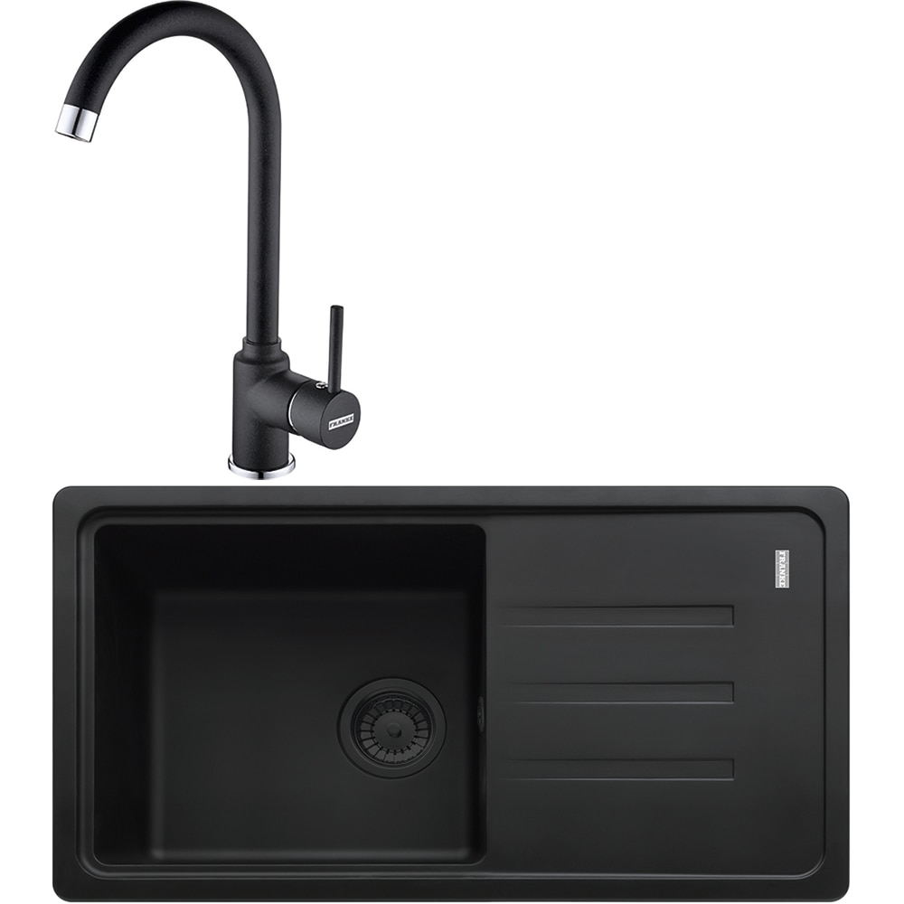 Pachet chiuveta FRANKE BSG 611-78 S, 1 cuva, picurator reversibil, compozit granit, baterie Pola VN, negru