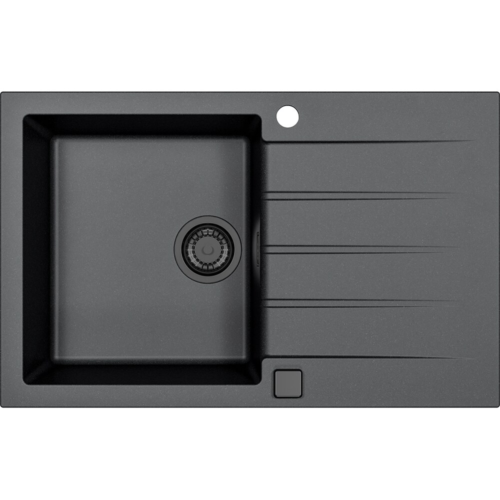 Pachet chiuveta ALVEUS Cadit 20 G91, 1 cuva, picurator reversibil, compozit granit + baterie Primrose G90, negru