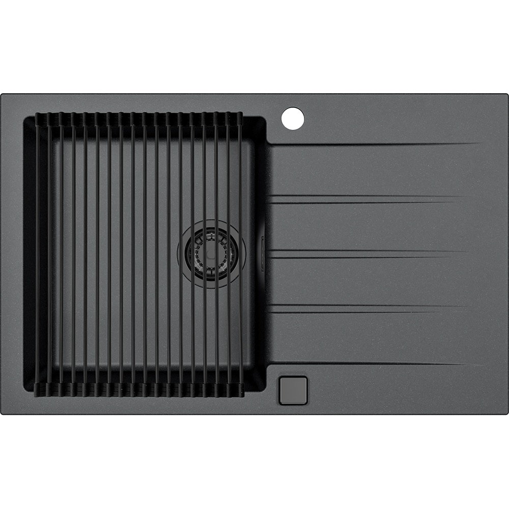 Pachet chiuveta ALVEUS Cadit 20 G91, 1 cuva, picurator reversibil, compozit granit + baterie Flexa F + accesorii, negru