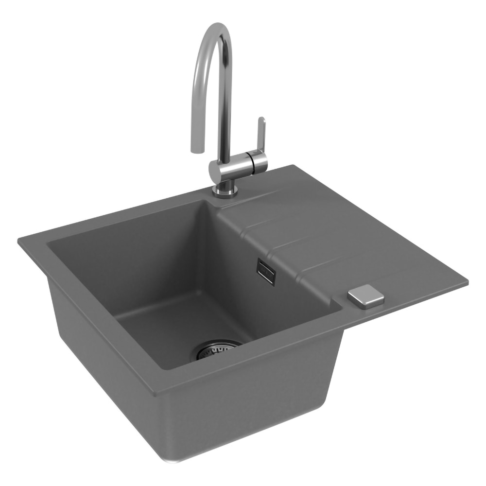 Chiuveta bucatarie ALVEUS Cadit 10 G81, 1 cuva, picurator reversibil, compozit granit, gri