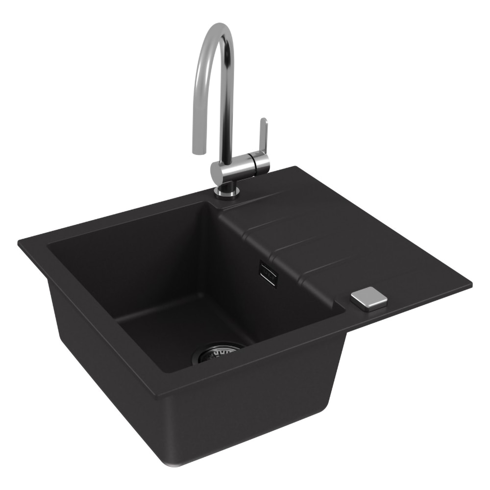 Chiuveta bucatarie ALVEUS Cadit 10 G91, 1 cuva, picurator reversibil, compozit granit, negru