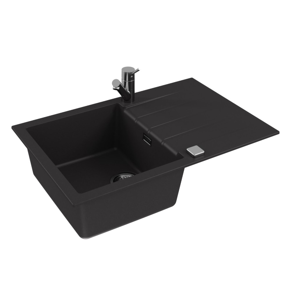Chiuveta bucatarie ALVEUS Cadit 20 G91, 1 cuva, picurator reversibil, compozit granit, negru