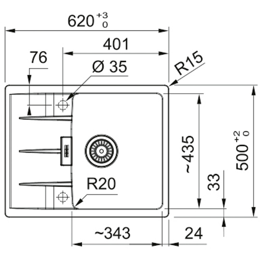 Chiuveta bucatarie FRANKE Centro CNG 611-62, 1 cuva, picurator reversibil, granit, negru lucios