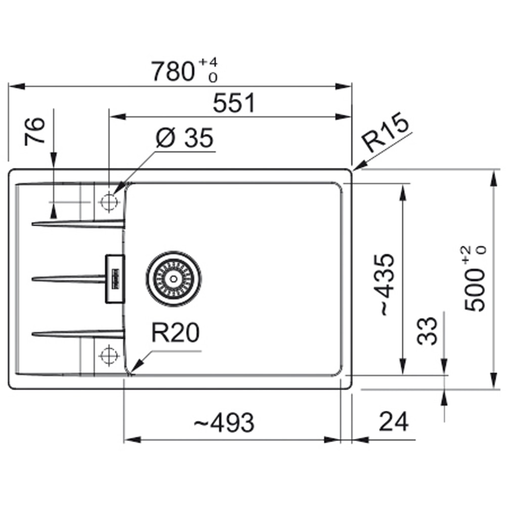 Chiuveta bucatarie FRANKE Centro CNG 611-78, 1 cuva, picurator reversibil, granit, negru mat