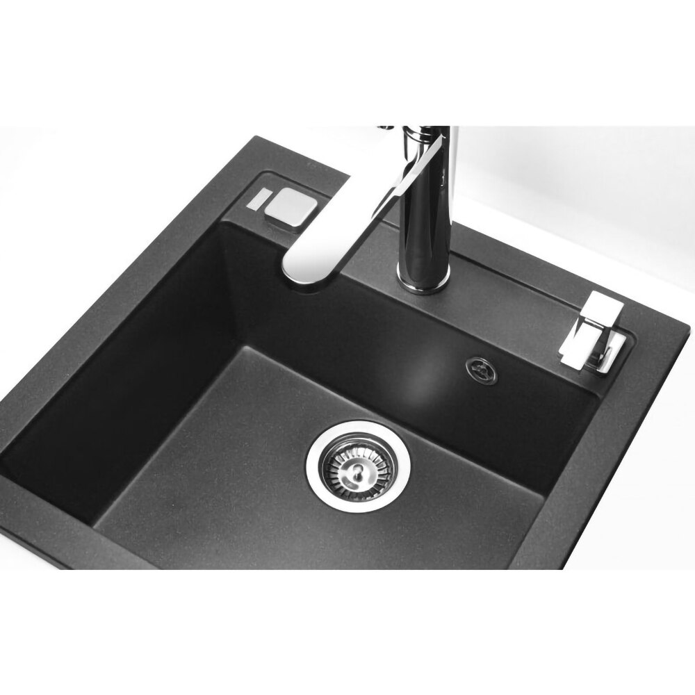 Pachet chiuveta ALVEUS Formic 20, 1 cuva, compozit granit + Baterie Kati G91, negru