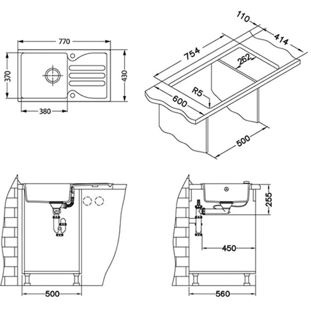 Pachet chiuveta ALVEUS Galapagos 30 G91, 1 cuva, picurator reversibil, compozit granit, baterie Kati G91, negru