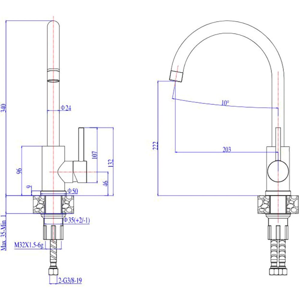Pachet chiuveta ALVEUS Galapagos 30 G91, 1 cuva, picurator reversibil, compozit granit, baterie Kati G91, negru
