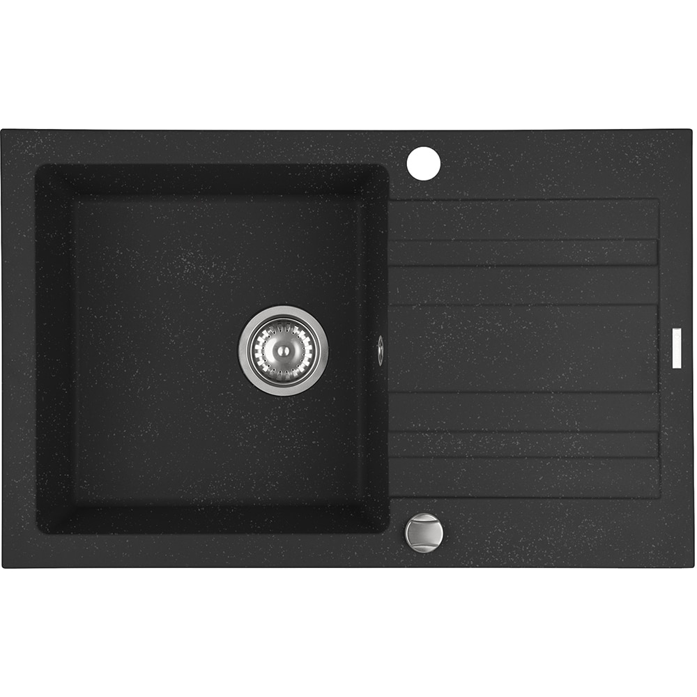 Pachet chiuveta PYRAMIS Altexia Modern 79, 1 cuva, picurator reversibil, compozit granit + baterie, negru