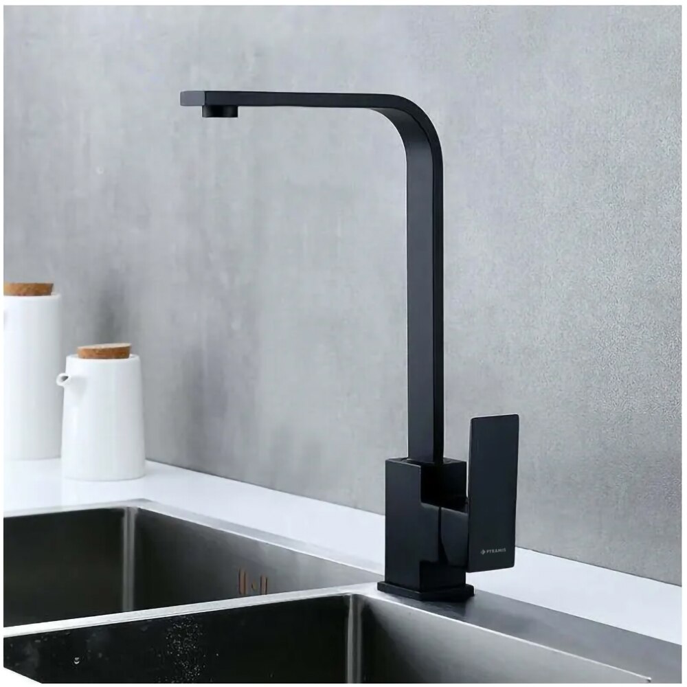 Pachet chiuveta PYRAMIS Altexia Modern Square 57, compozit granit + baterie, negru