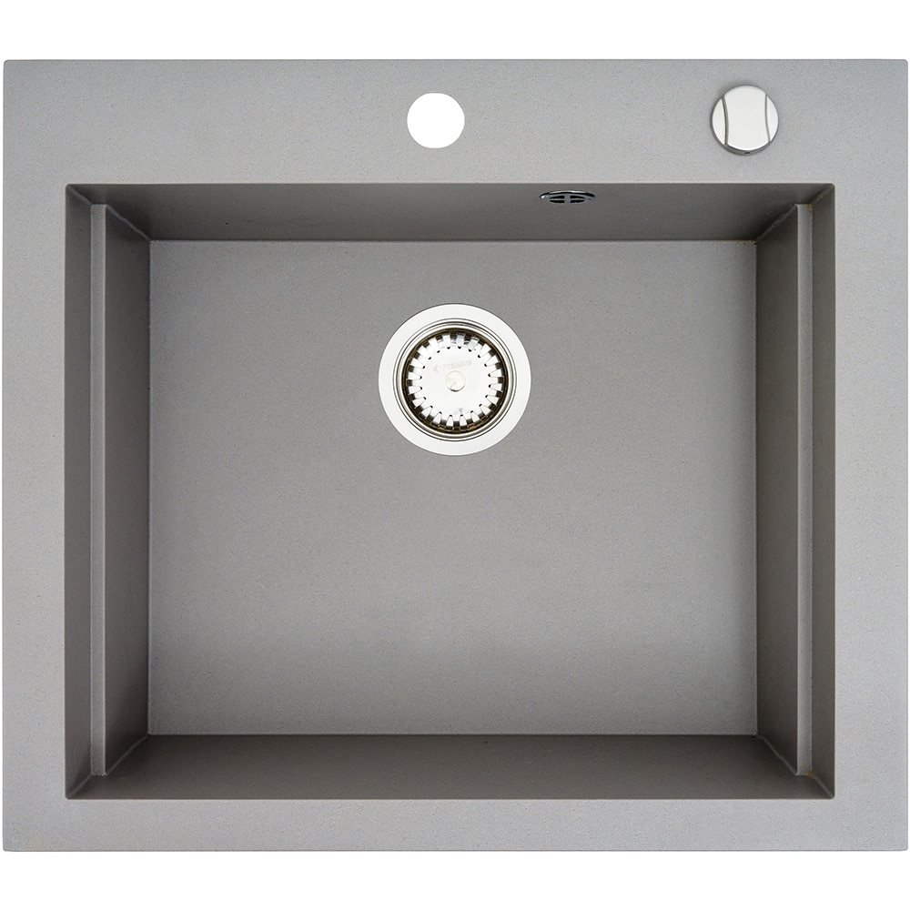 Pachet chiuveta PYRAMIS Altexia Modern Square 57, compozit granit + baterie, gri