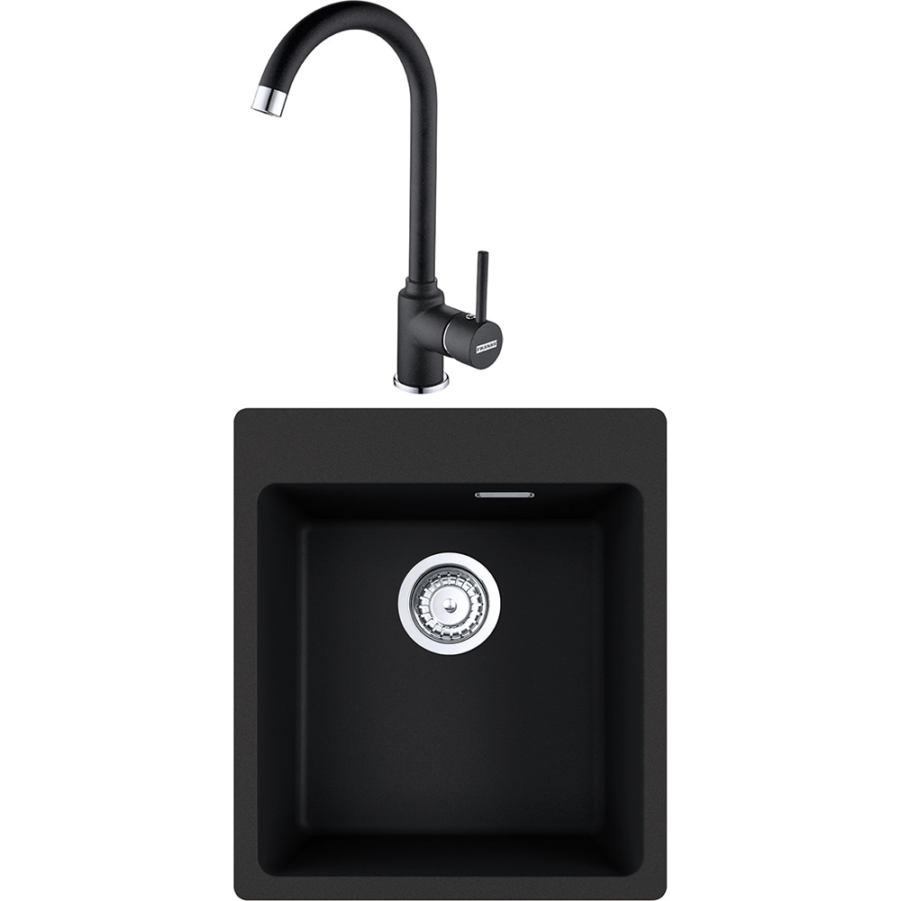 Pachet chiuveta FRANKE MRG 610-39, 1 cuva, compozit granit, baterie Pola, negru