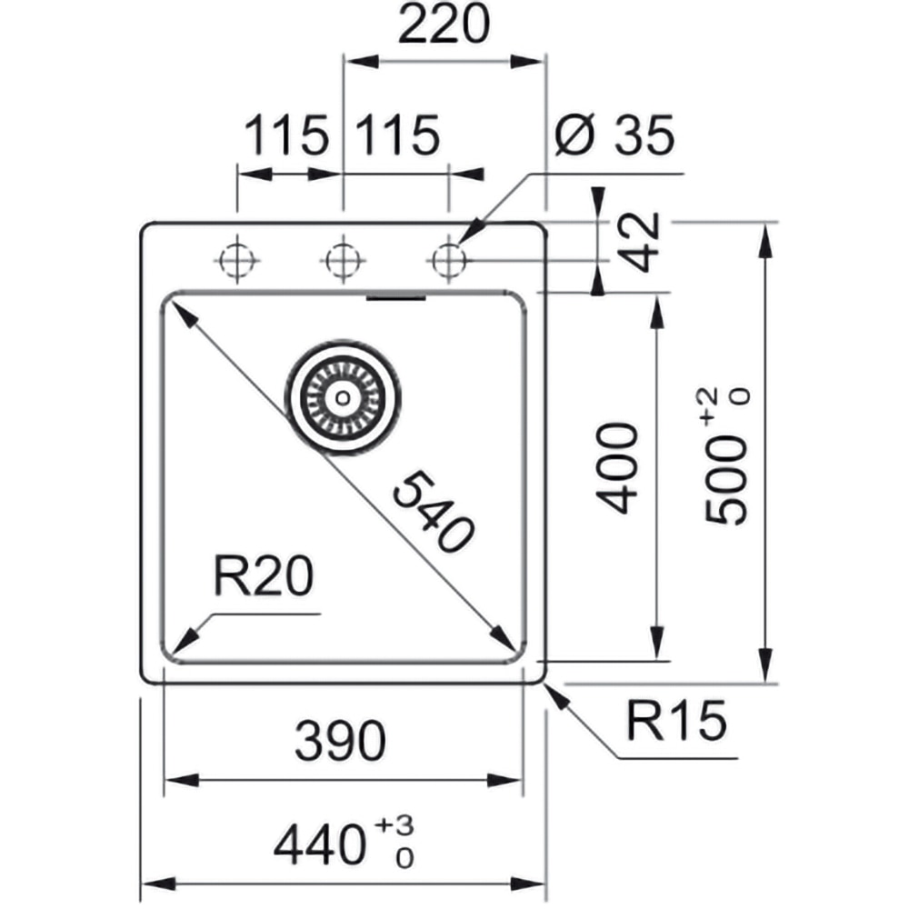 Pachet chiuveta FRANKE MRG 610-39, 1 cuva, compozit granit, baterie Pola, negru