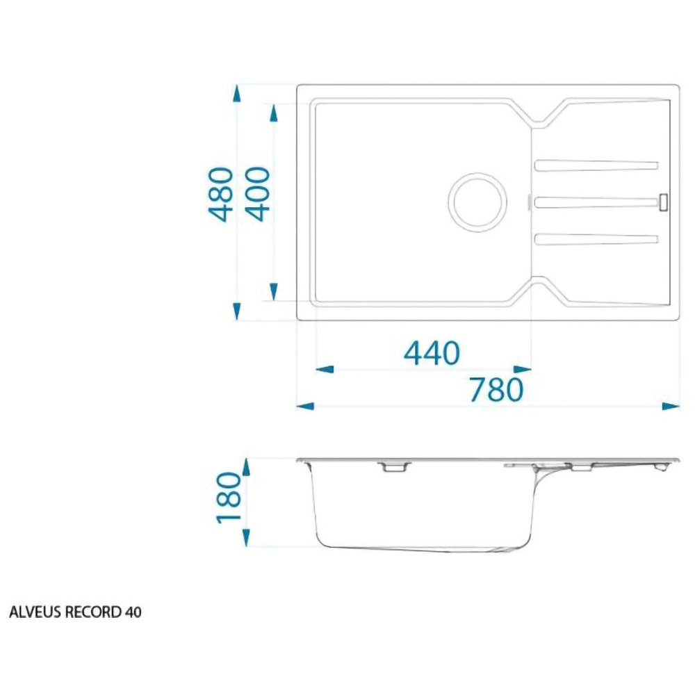 Pachet chiuveta ALVEUS Record 40 G91, 1 cuva, picurator reversibil, compozit granit + baterie Flexa + dozator, negru